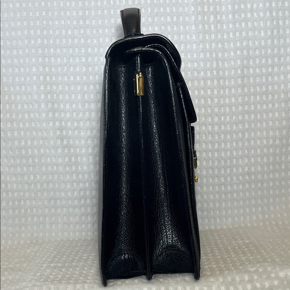 Bally Black Leather Briefcase with Gold Accents - Picture 7 of 16